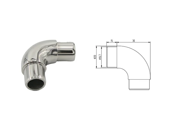 Flush Joiner 90° Radiused For Tube Φ 20