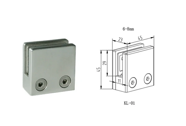 Square Glass Clamp Flat Back