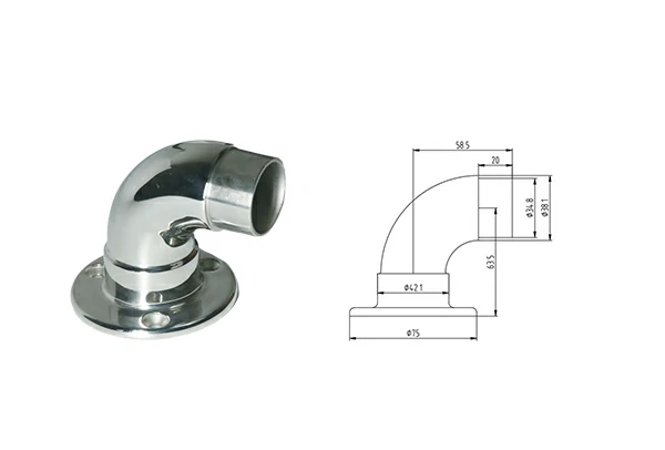 Flush Joiner 90 ° Radiused With Flange For Tube Φ38.1