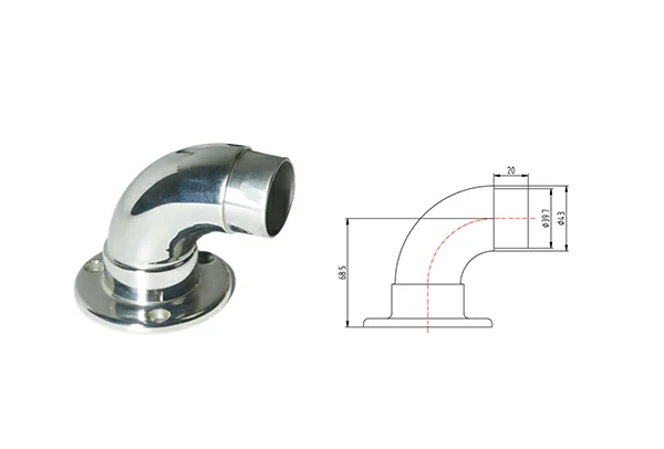 Flush Joiner 90 ° Radiused With Flange For Tube Φ43