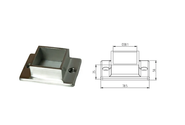 Square Base With Oblong Flange  38.1 x38.1
