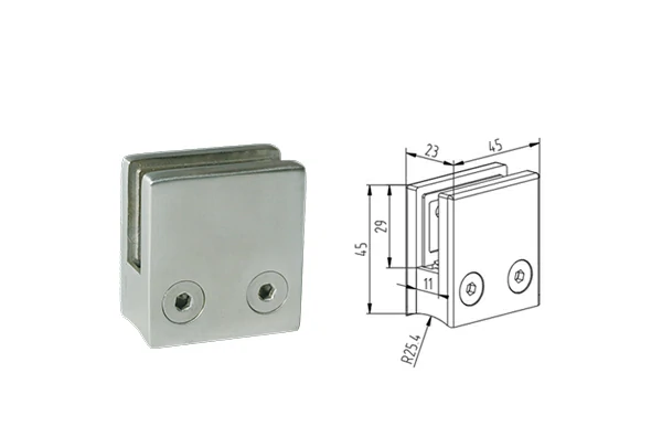 Square Glass Clamp Radiused Back