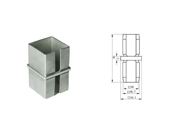 Square Tube Joiner Inline For Tube 50×50 - KeLin Manchinery