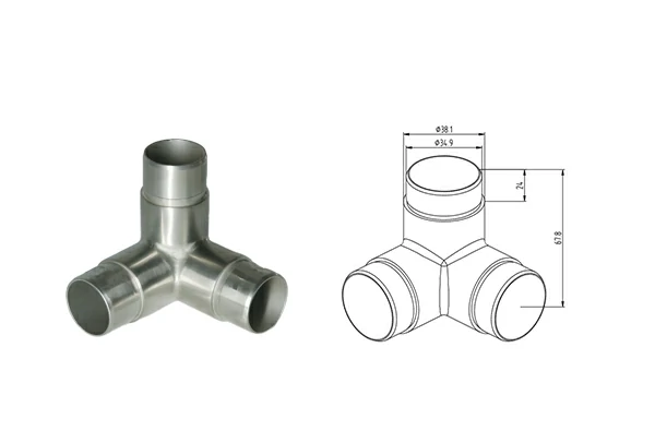 Flush Joiner Tee 90° For Tube Φ38.1