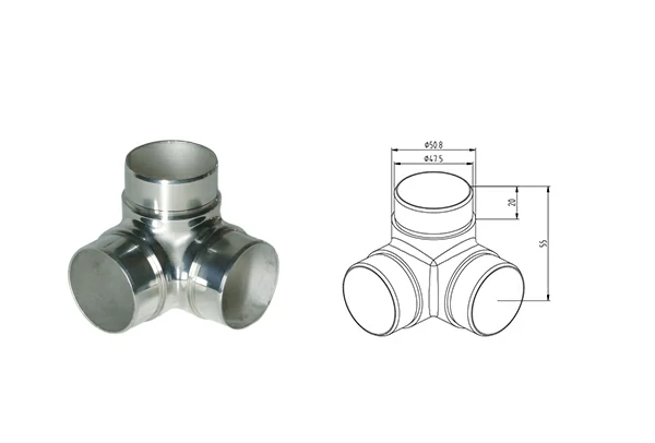 Flush Joiner Tee 90° For Tube Φ50.8