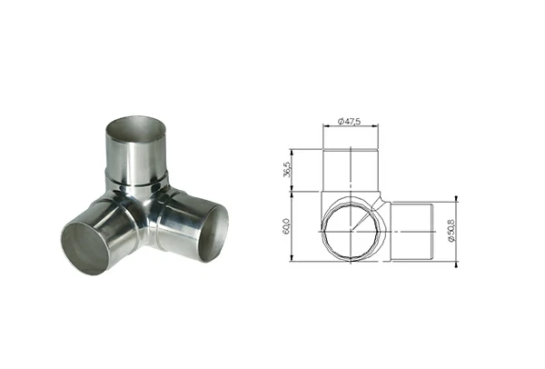 Flush Joiner Tee 90°For Tube Φ50.8