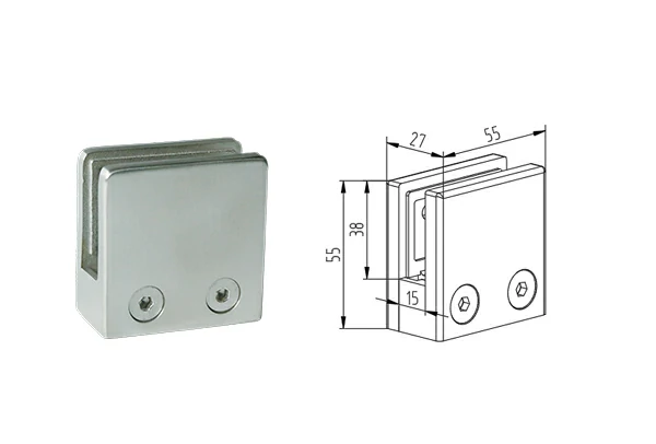 Square Glass Clamp Flat Back