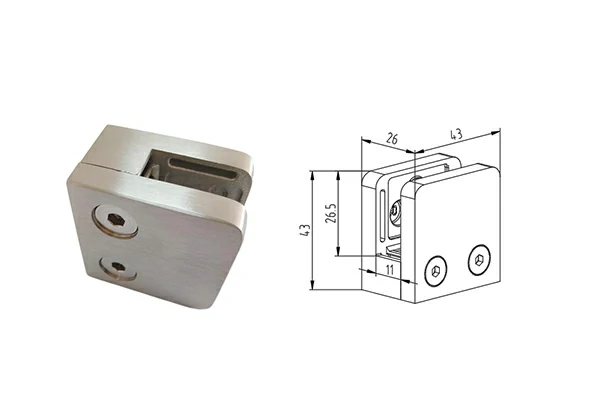 Square Glass Clamp Flat Back