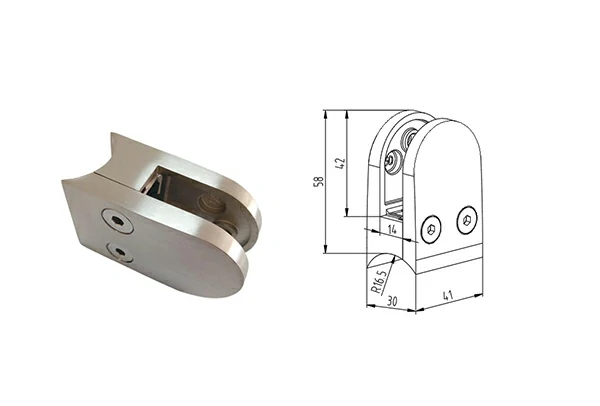 D-Type Glass Clamp Radiused Back Ø33.7 mm