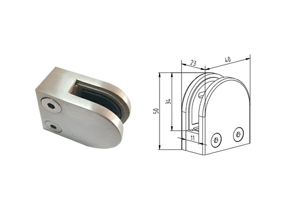 Square Glass Clamp Flat Back