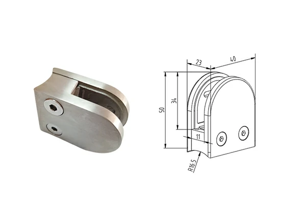 D-Type Glass Clamp Radiused Back Ø33.7 mm